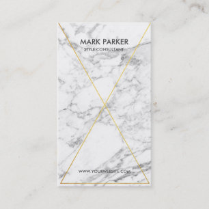 Modern Gold Foil Line Art with Grey White Marble Business Card