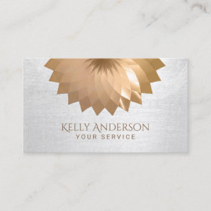 Modern Gold Foil Lotus Elegant Silver Texture Business Card