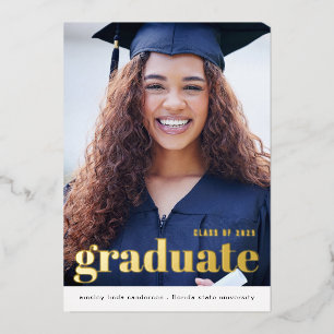 Modern Gold Foil Photo Graduate Announcement