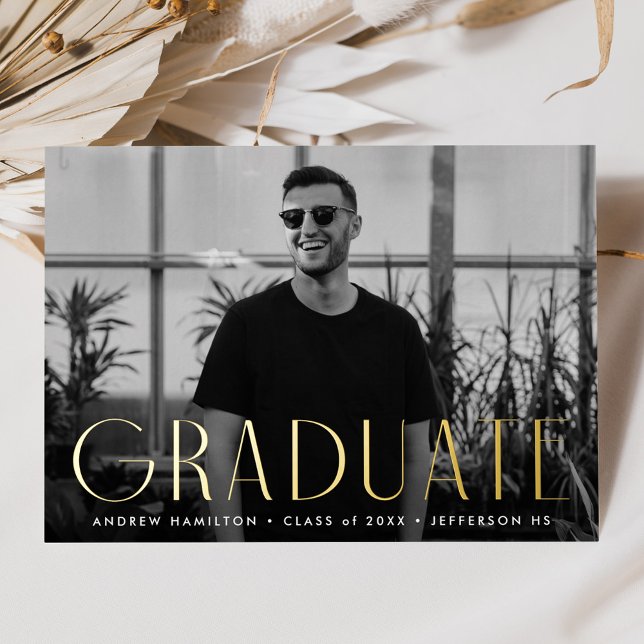 Modern Gold Foil Photo Graduation Announcement (Creator Uploaded)