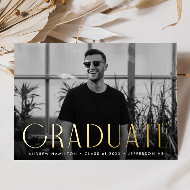 Modern Gold Foil Photo Graduation Announcement (Creator Uploaded)