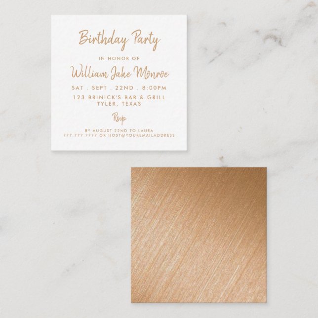 Modern Gold Foil & Script Birthday Party Ticket (Front/Back)