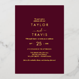 Modern Gold Foil Script Casual Wedding