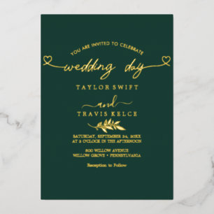 Modern Gold Foil Script   Emerald Photo Wedding 