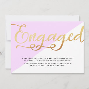 Modern Gold Foil Script Engagement Announcement
