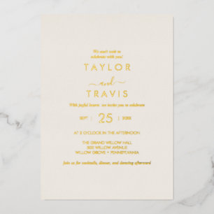 Modern Gold Foil Script   Ivory Casual Wedding