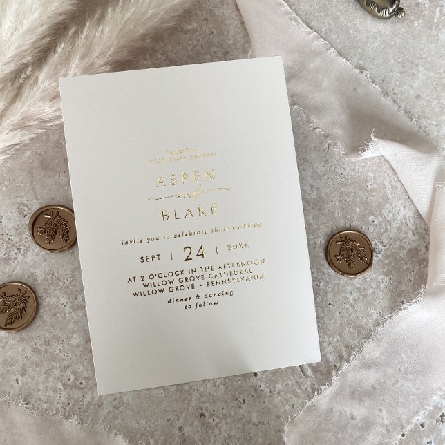 Modern Gold Foil Script | Ivory Casual Wedding (Creator Uploaded)