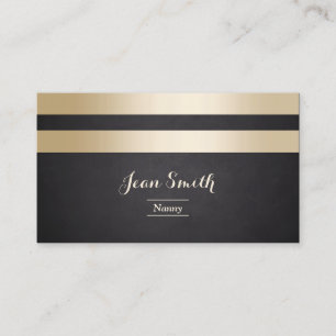 Modern Gold Foil Stripes Nanny Business Card