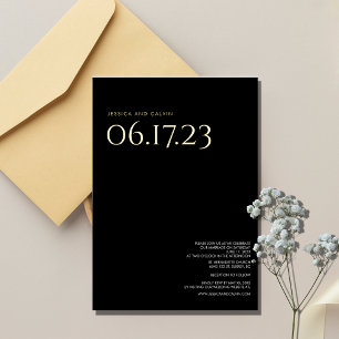 Modern Gold Foil Text Wedding Invitation