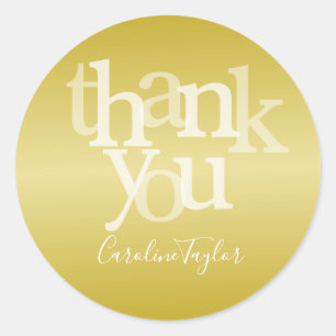 Modern Gold Foil Thank You Classic Round Sticker