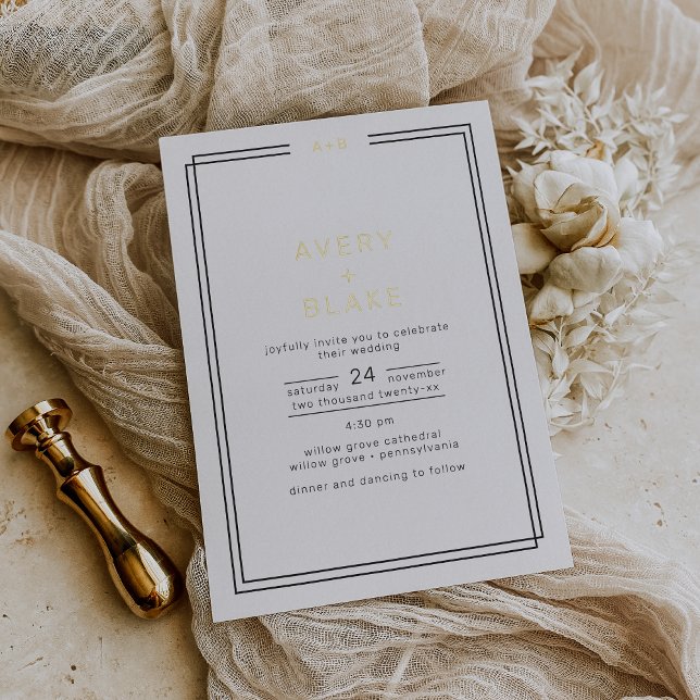 Modern Gold Foil Wedding Invitation / AVERY Suite (Modern Gold Foil Wedding Invitation / AVERY Suite Foil Invitation)