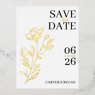 Modern Gold Foil Wedding Save the Date Card