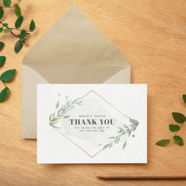 Modern Gold & Foliage Frame Thank You Card (Creator Uploaded)
