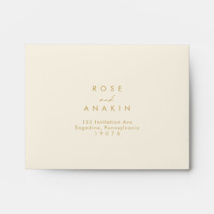 Modern Gold Font Cream Self Addressed RSVP Envelope