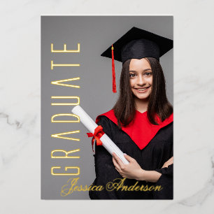 Modern Gold Font Photo Graduation Party