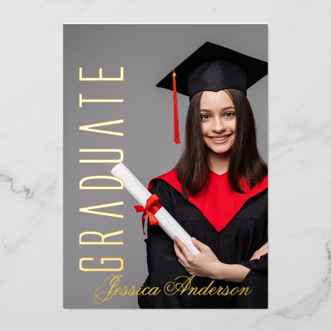 Modern Gold Font | Photo Graduation Party   (Front)
