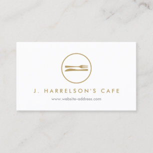 MODERN GOLD FORK & KNIFE LOGO Business Card