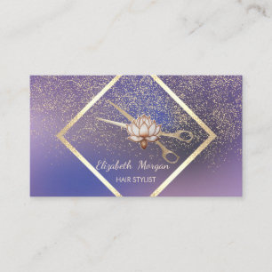 Modern Gold Frame,Confetti,Scissors Lotus Purple Business Card