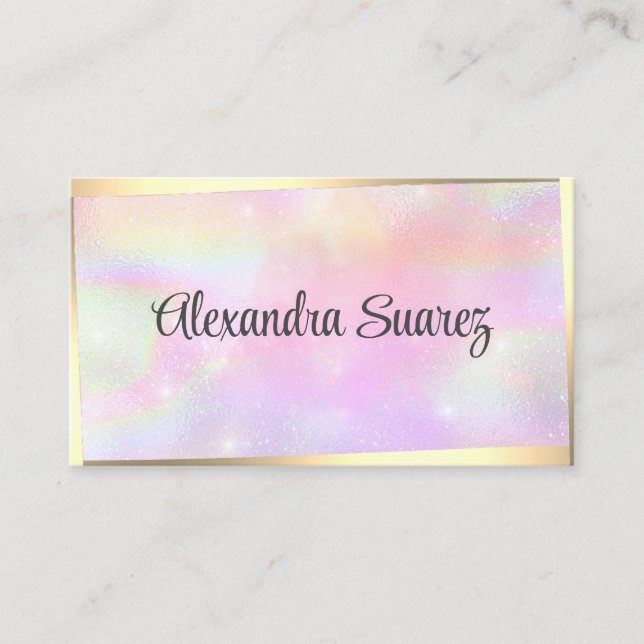 Modern Gold Frame Girly Pink Pastel Beauty Business Card (Front)