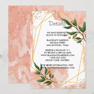 Modern Gold Frame Ivory Green Floral Enclosure Invitation