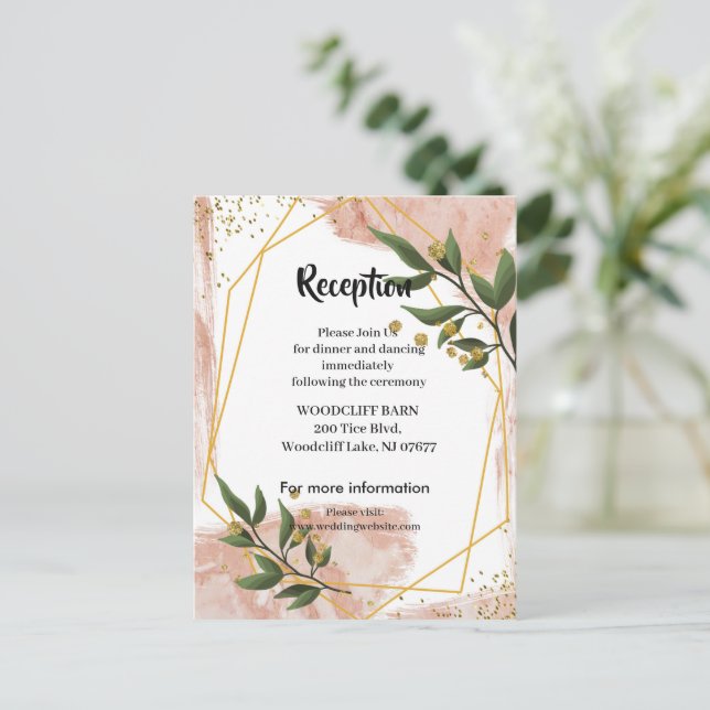 Modern Gold Frame Ivory Green Floralreception card (Standing Front)