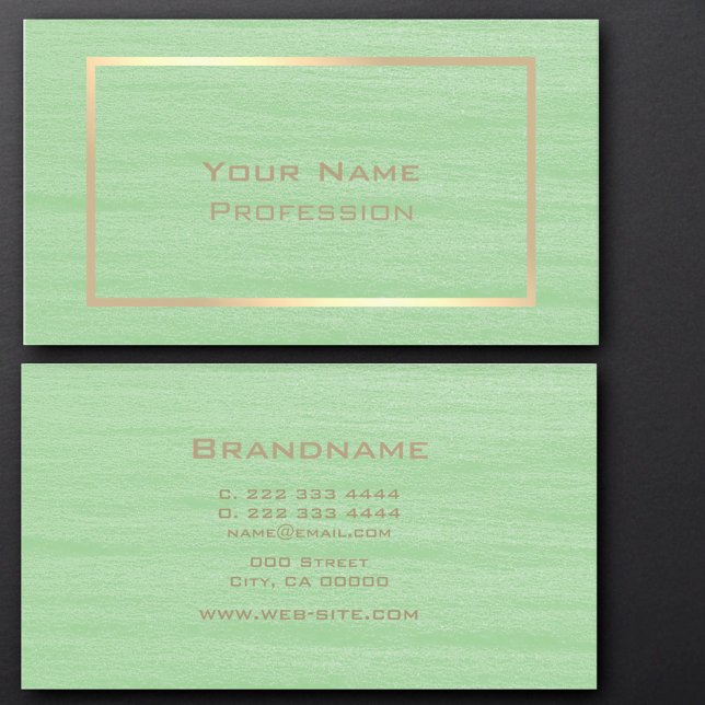 Modern Gold Frame on Mint Colours Professional Business Card (Creator Uploaded)