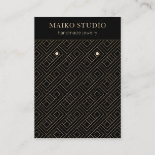 Modern Gold Geometric Black Earring Display Business Card