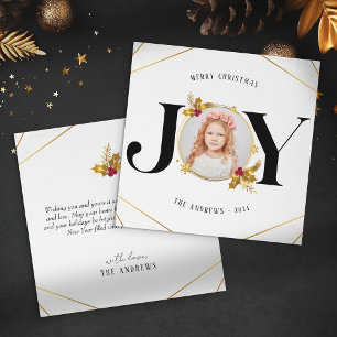 Modern Gold Geometric Family Photo Christmas Holiday Card