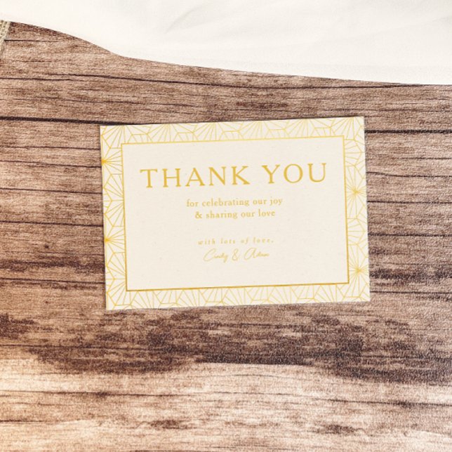 Modern Gold Geometric Frame Wedding Thank You Card (Creator Uploaded)