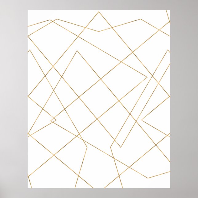 Modern Gold Geometric Strokes Abstract Design Poster (Front)