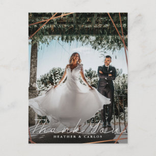 Modern Gold Geometric Wedding Thank You Postcard