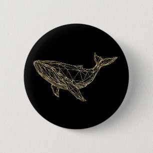 Modern Gold Geometric Whale 6 Cm Round Badge