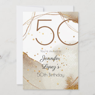 Modern Gold Glitter 50th Birthday Party Invitation