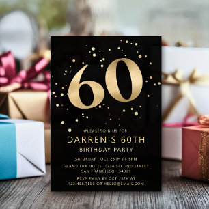 Modern Gold Glitter 60th Sixty Birthday Invitation