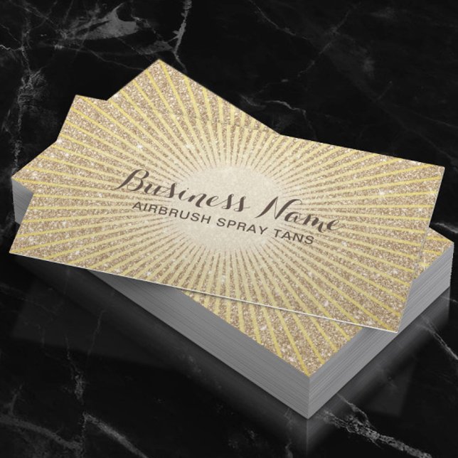 Modern Gold Glitter Airbrush Spray Tans Business Card (Creator Uploaded)