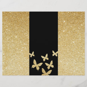 Modern Gold Glitter Butterflies Trifold Brochure