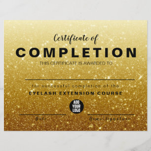 Modern Gold Glitter Certificate of Completion