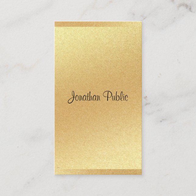 Modern Gold Glitter Chic Hand Script Professional Business Card (Front)