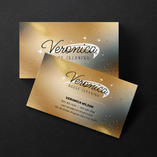 Modern Gold Glitter Colour Maid Cleaning Services Business Card