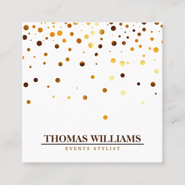 Modern Gold Glitter Confetti Faux Foil Square Business Card (Front)