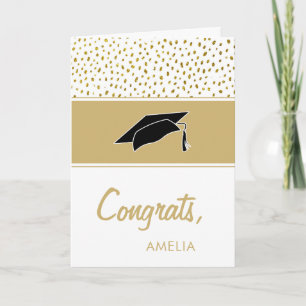 Modern Gold Glitter Congrats Graduation Cap Card