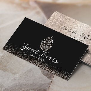 Modern Gold Glitter Cupcake Pastry Sweet Bakery Business Card