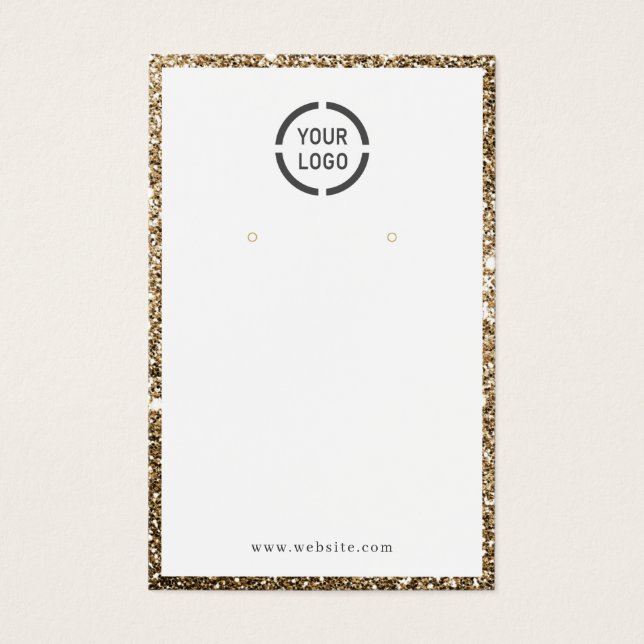 Modern gold glitter custom logo earring display (Front)