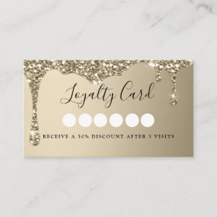 Modern Gold Glitter Drop Salon & Spa Loyalty Business Card