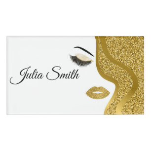 Modern Gold Glitter Effect Name Tag