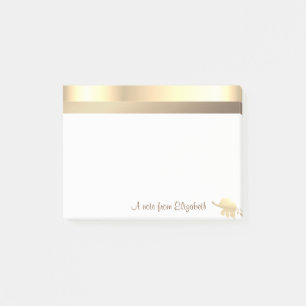 Modern  Gold Glitter  Elephant  -Personalised Post-it Notes