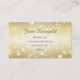 Modern Gold Glitter Event, Wedding Planner Busines Business Card