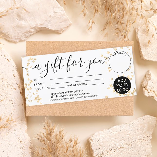 Modern gold glitter gift for you certificate logo (Creator Uploaded)