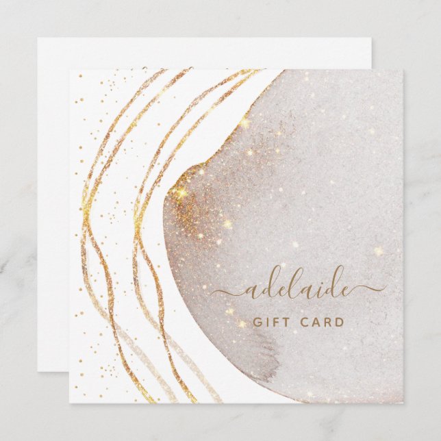 Modern Gold Glitter Hair Stylist Gift Certificate (Front/Back)