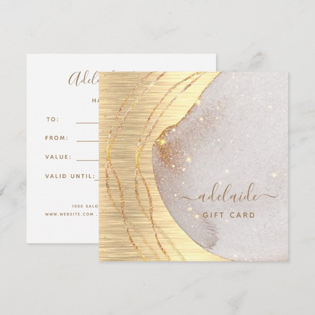 Modern Gold Glitter Hair Stylist Gift Certificate (Front/Back)